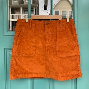 Rust High Waisted Corduroy Mini Skirt